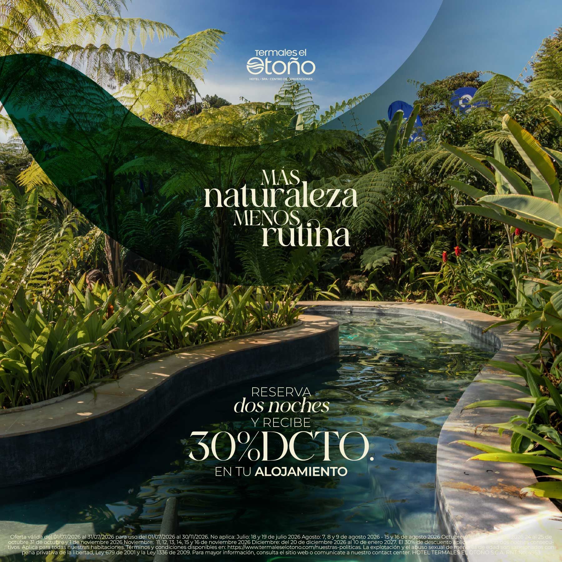 Promoción de Termales El Otoño con espacios termales, naturaleza y planes de estadía en Manizales.