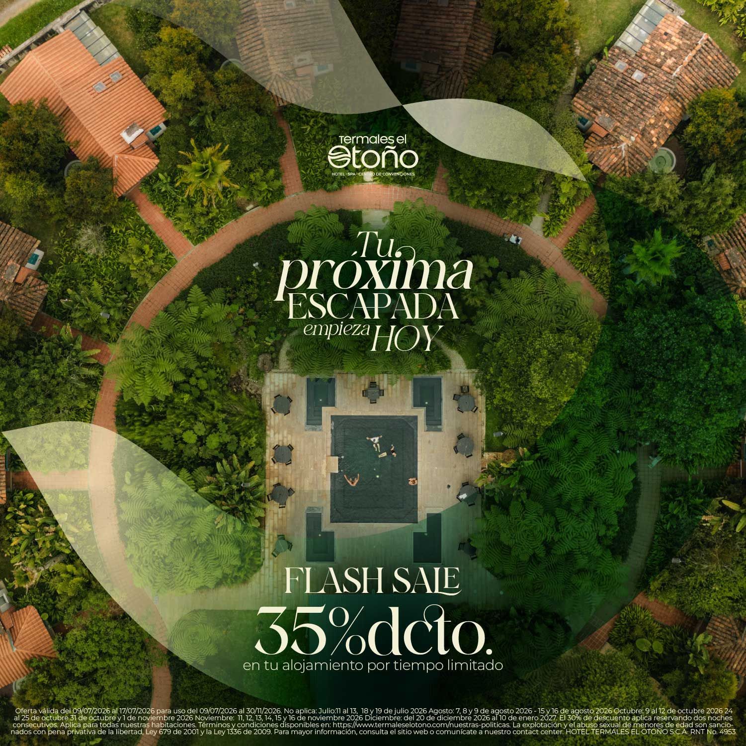 Imagen promocional de Termales El Otoño con piscina termal, bienestar y beneficios de alojamiento en Manizales.