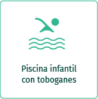 Ícono de piscina infantil con tobogán y olas en Termales El Otoño, hotel familiar en Manizales
