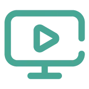 Ícono de televisor con símbolo de reproducción que representa televisión por cable en la habitación.
