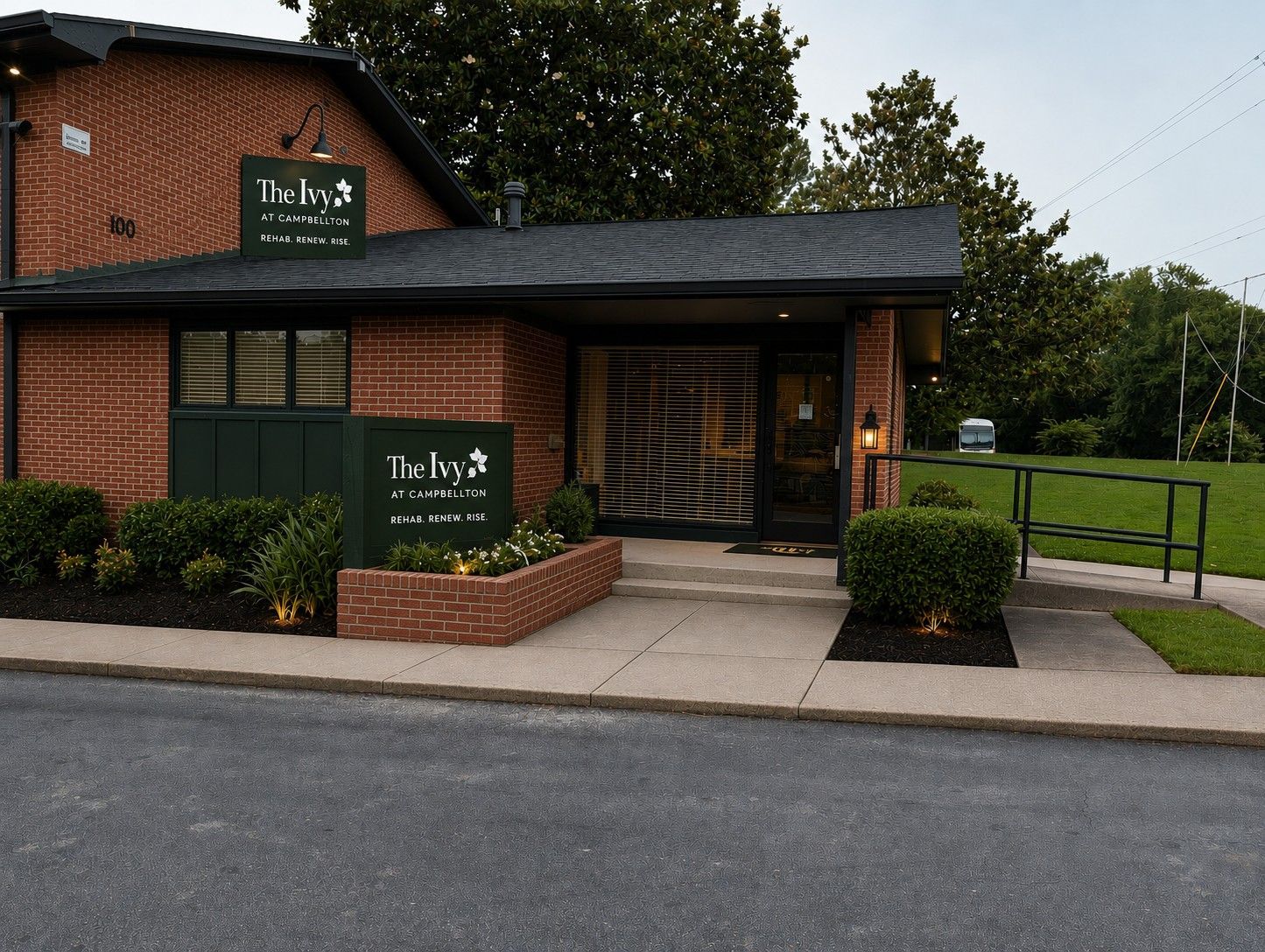 Photo of the office building for the community, showing the entrance
