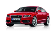 A red audi a5 is parked on a white surface | Collins Automotive