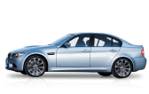A silver bmw m3 is shown from the side on a white background | Collins Automotive