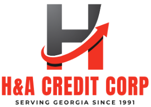 HA CREDIT CORP in white, bold text on a blue background.