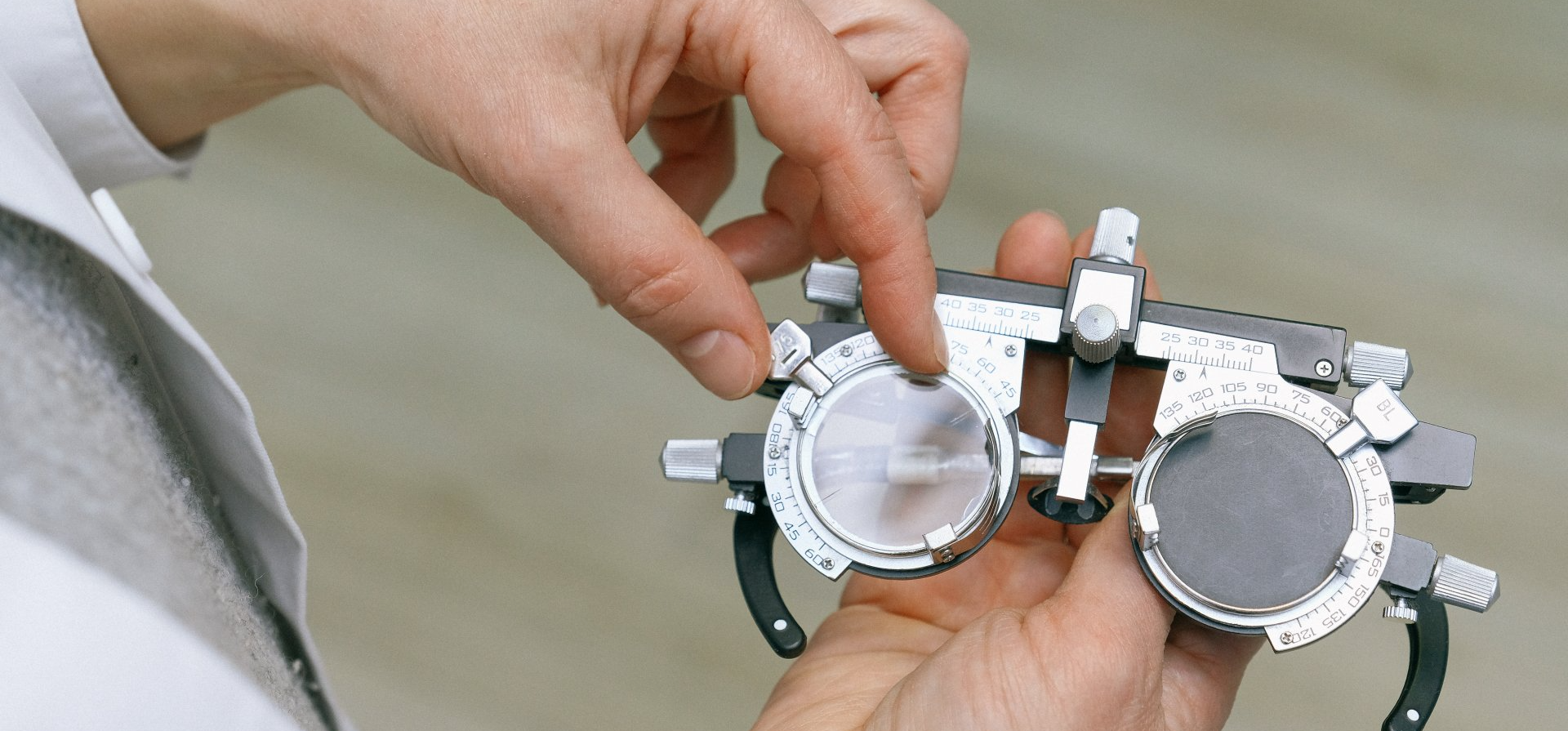 medical professional looking at a device