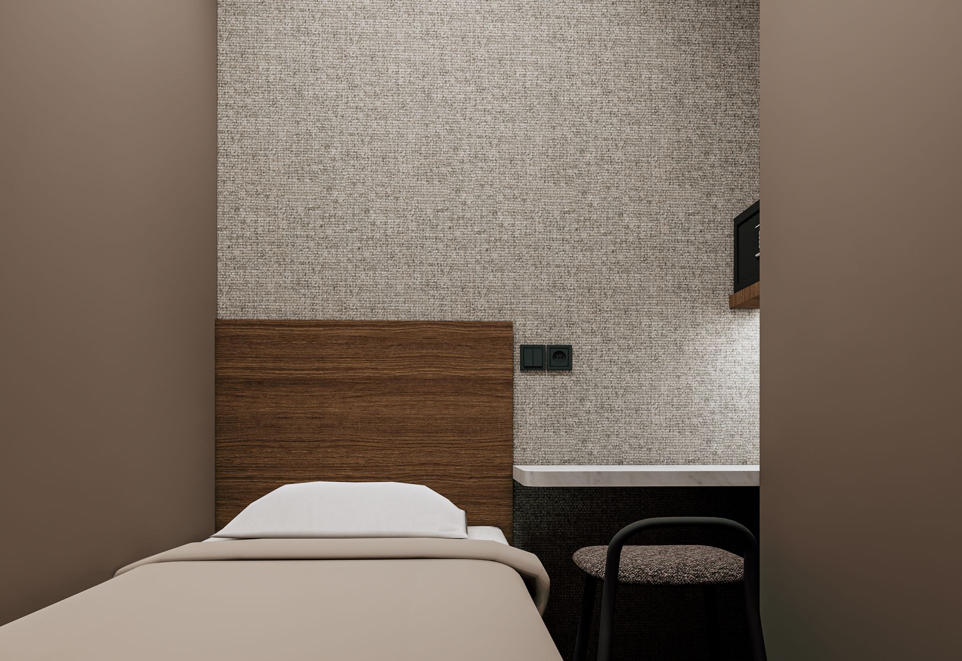 A room of your own. 1 plush single-sized bed with soft 400 high-thread-count sateen cotton linens awaits.