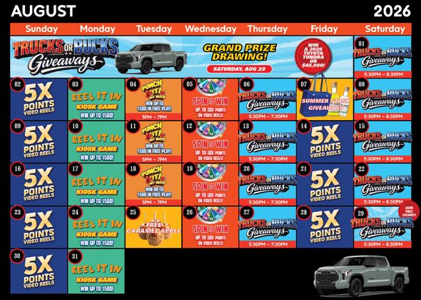 Monthly Casino Calendar