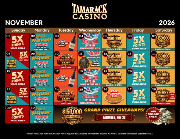 Monthly Casino Calendar