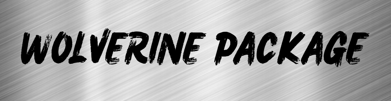 Black bold text reading “Wolverine Package” on a light gray background