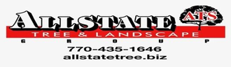 Allstate Tree and Landscape logo with phone number and website in black and red