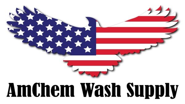 AmChem Wash Supply logo with a stylized American flag eagle and red-and-blue text