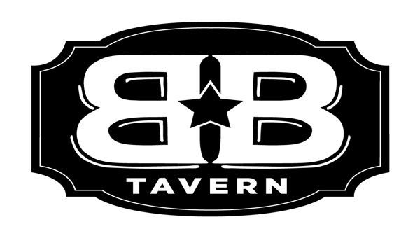 Black-and-white BB Tavern logo with a star between the letters and a shield-shaped border
