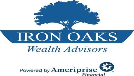 Iron Oaks Wealth Advisors logo with blue oak tree and Ameriprise Financial branding below