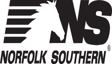Norfolk Southern railroad logo with black horse silhouette and stylized “NS” lettering