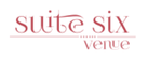 Suite Six venue logo in pink cursive on a white background