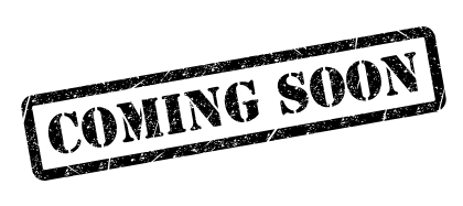 Black stamped text reading “COMING SOON” on a white background
