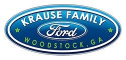 Krause Family Ford logo in blue and white, with Woodstock, GA text
