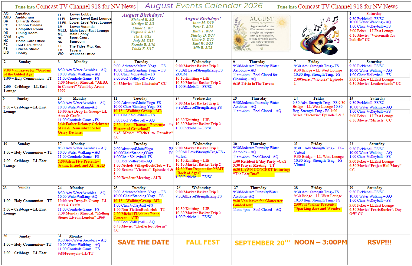 Calendar | Nichols Village 