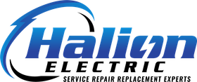 Halion Electric logo with blue swoosh and black text, &ldquo;Service Repair Replacement Experts&rdquo; tagline