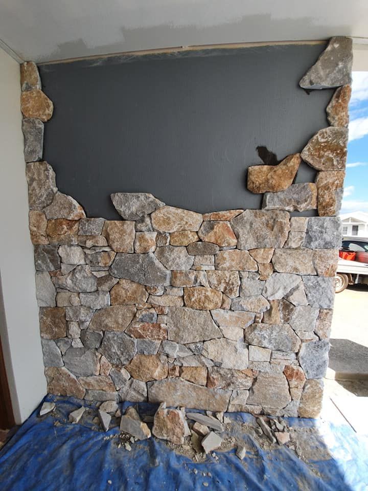 A Wall in Progress Featuring Natural — High End Stone Masons in West End, QLD