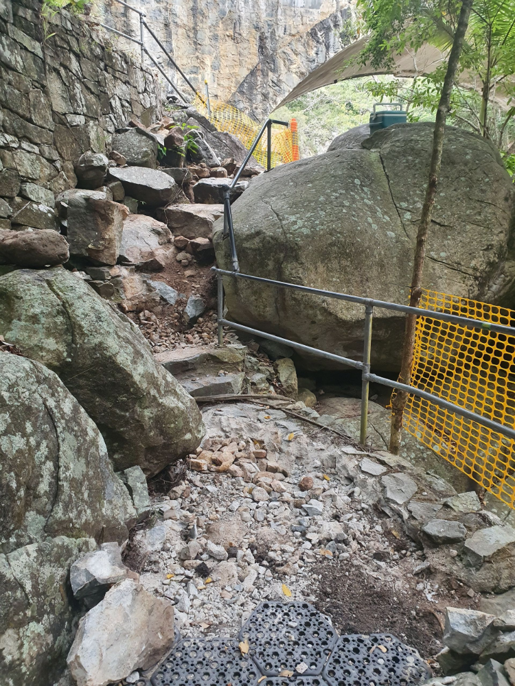 Steep Stone Steps Between Large Boulders — High End Stone Masons in West End, QLD