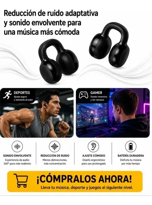 Auricular Clip Open Ear Inalámbrico by Rocket Gym X31 Deportivo