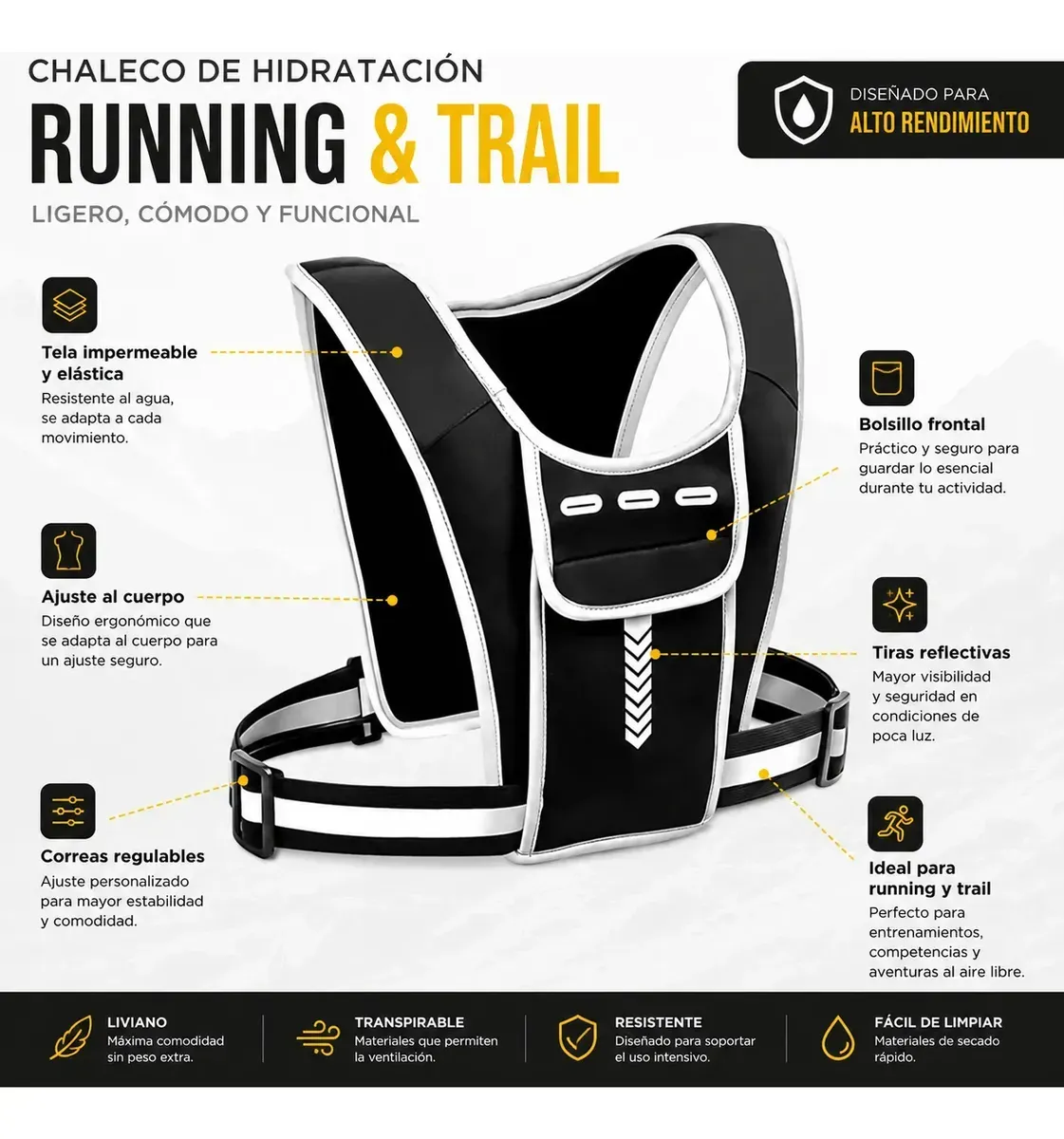 Mochila Chaleco Reflectiva Rocket Gym