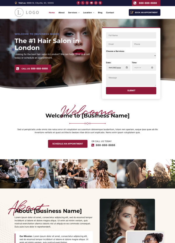Website builder Hair Salon responsive template