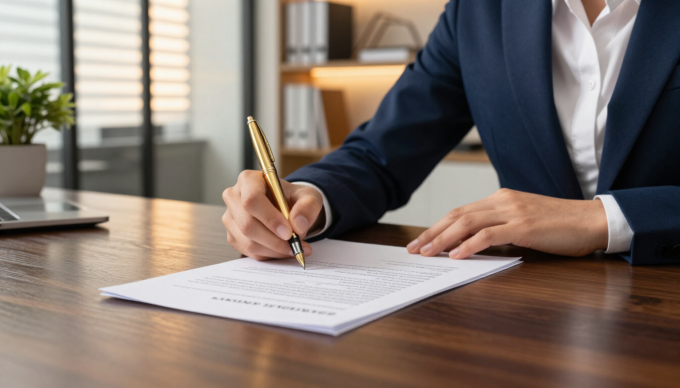 Notary public seal and signed documents on a desk