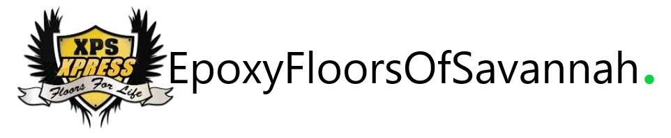 EpoxyFloorsOfSavannah logo with a black-and-gold eagle emblem and text on white background