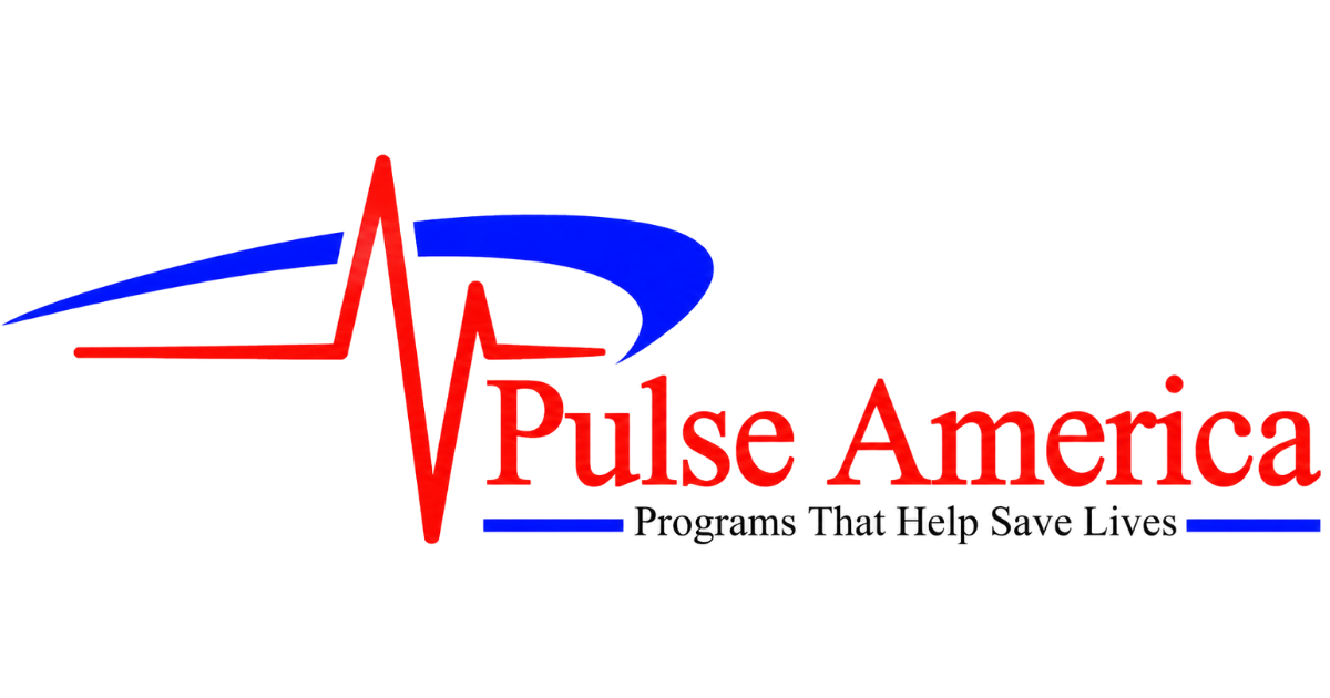 Pulse America logo with red and blue heartbeat line and tagline “Programs That Help Save Lives”