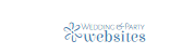 Wedding party websites logo with blue floral accent and light blue text