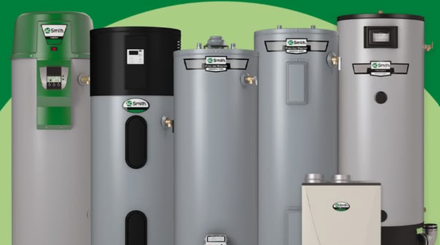 A water heater is sitting in a room next to a wall. A water heater is sitting in a room next to a wall.