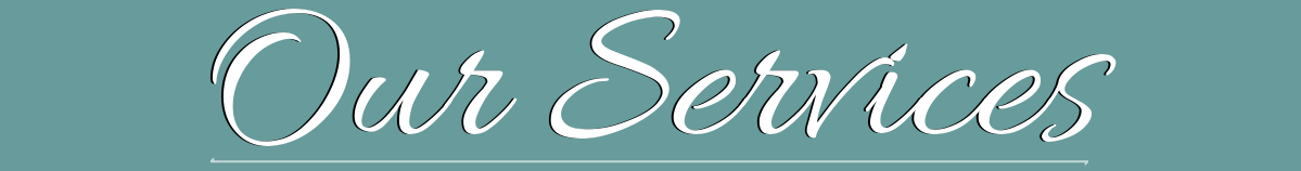 Stylized white cursive text reading “Our Services” on a teal background