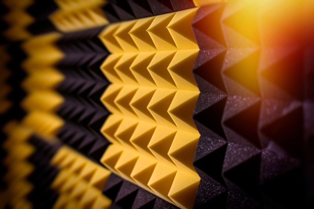A Close Up Of A Yellow And Black Pyramid Foam — The Woolmen In Lismore, NSW