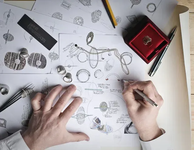 Een persoon tekent een ring op een stuk papier