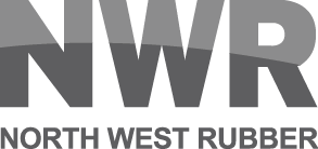Logo de North West Rubber ; lettres grises « NWR » au-dessus des mots « NORTH WEST RUBBER ».