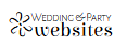 Wedding & Party Websites logo with black text and a floral icon on a white background