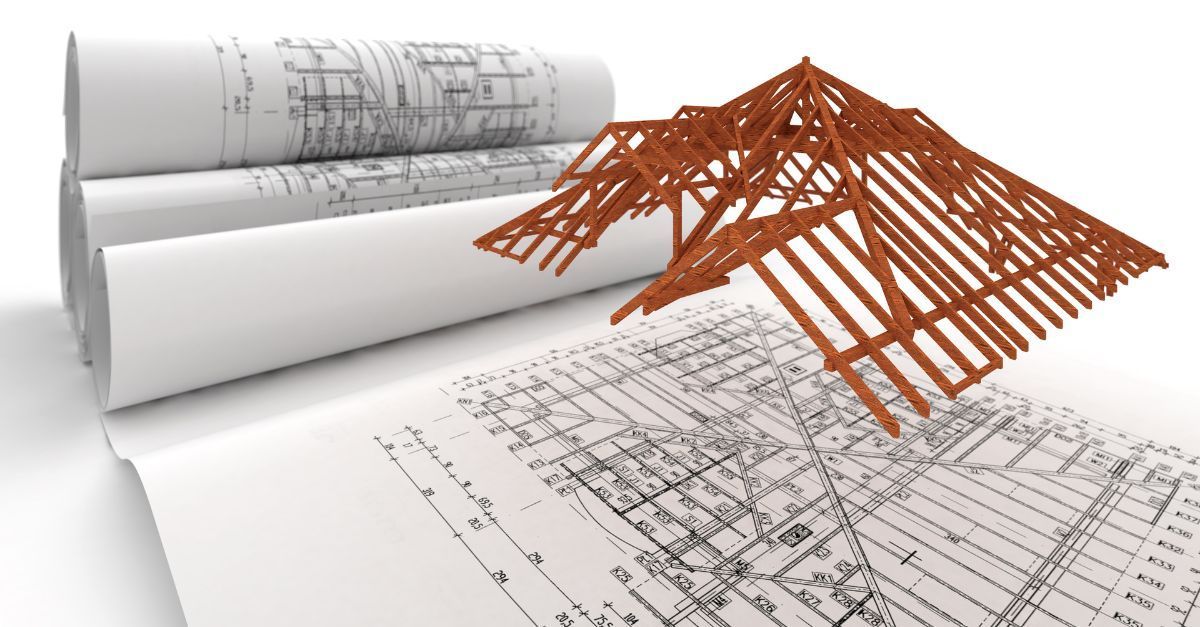 Roof truss layout plans and timber roof structure for builders reviewing truss details