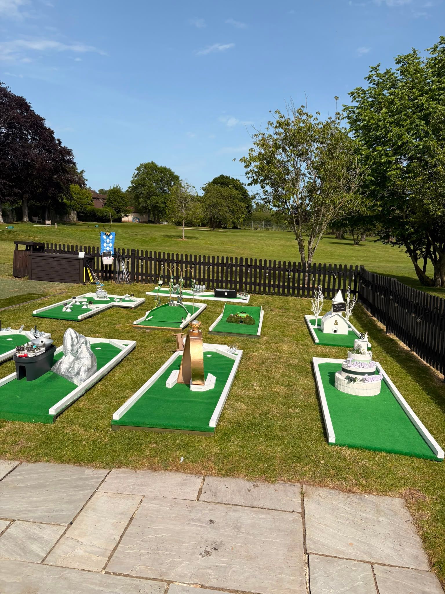 Aerial view of mini golf course at wedding venue