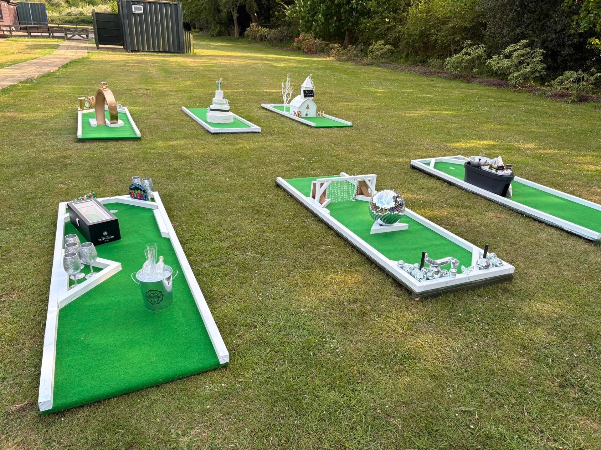 Wide angle view of the full mini golf course layout