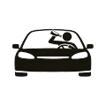Black silhouette of a driver drinking from a bottle while steering a car