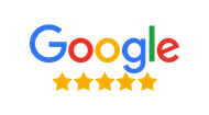 Google logo with five gold stars beneath it