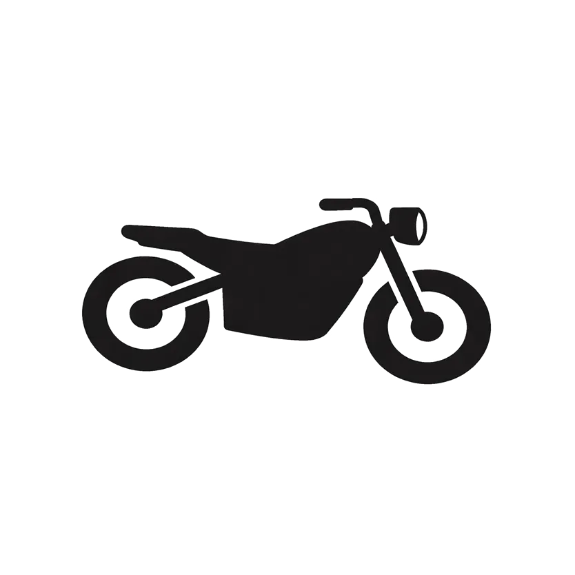 Black silhouette of a motorcycle on a white background
