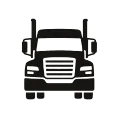 Black semi truck front view icon on a white background