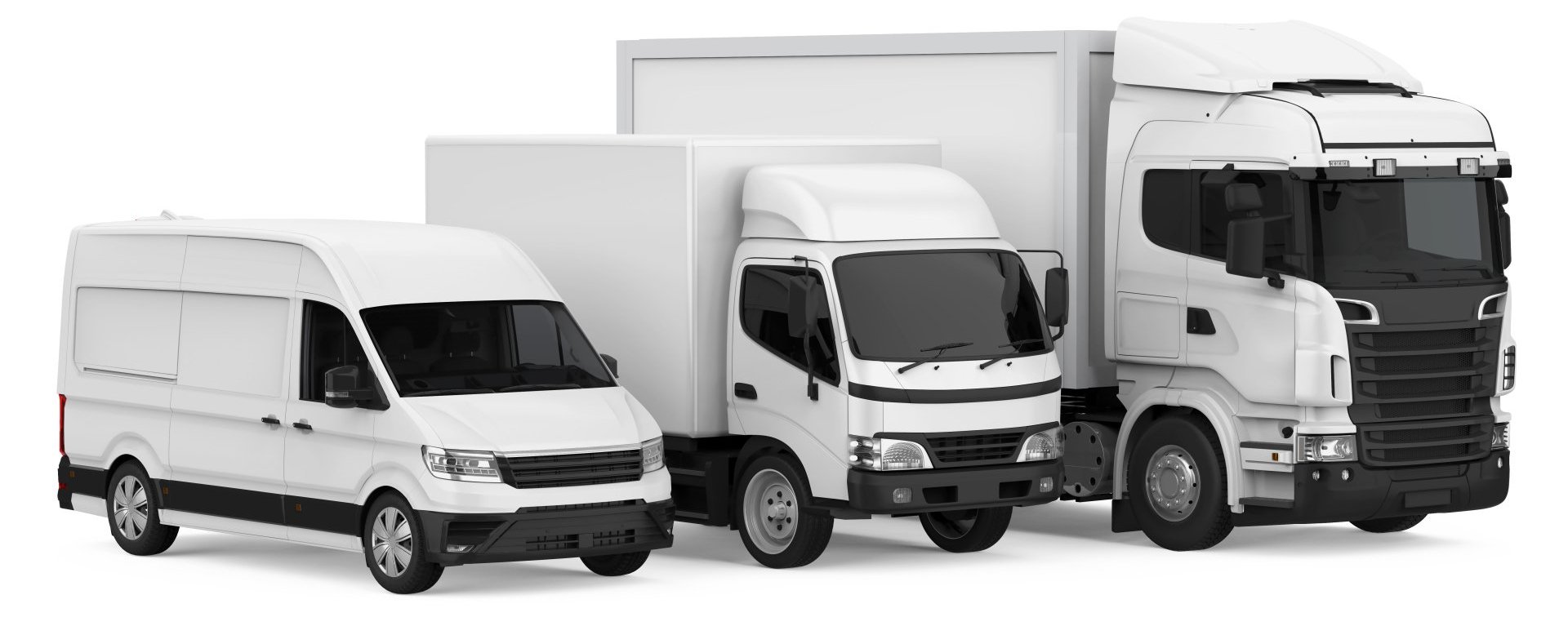 Fleet of Freight Transportation Isolated. 3D rendering