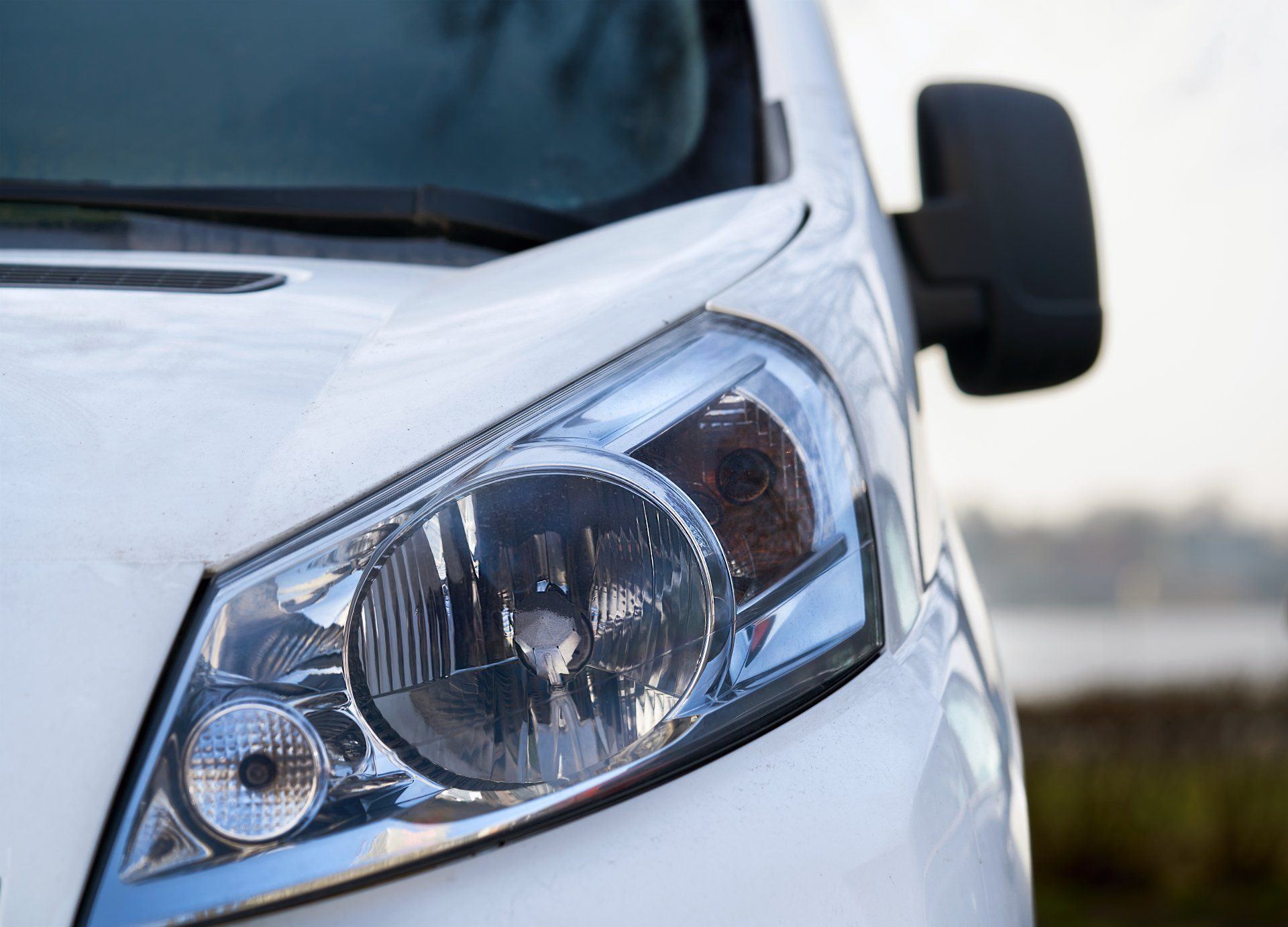 headlight of modern prestigious car close up.