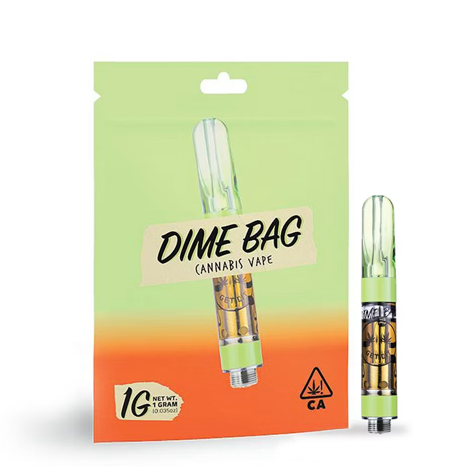 A clean overhead shot of three different cannabis vape cartridge formats - a 510-thread cart, a pod,