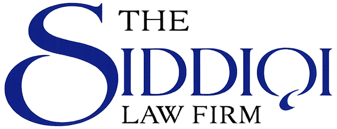 Logo for The Siddiqi Law Firm featuring the name in dark blue, serif text on a white background.
