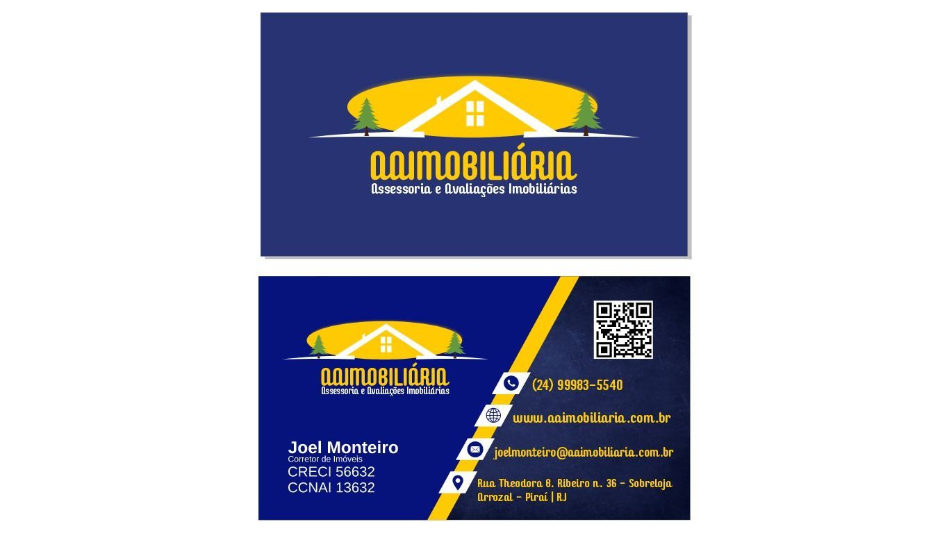 Cartão de visita azul e amarelo para 